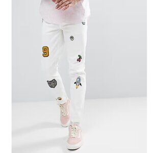 ASOS Skinny Jeans In White With Patches